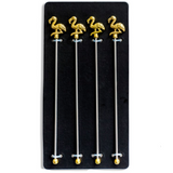 Set of 4 Gold Flamingo Drink Stirrers