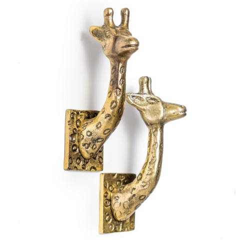 Antique Gold Giraffe Curtain Hold/ Coat Hook