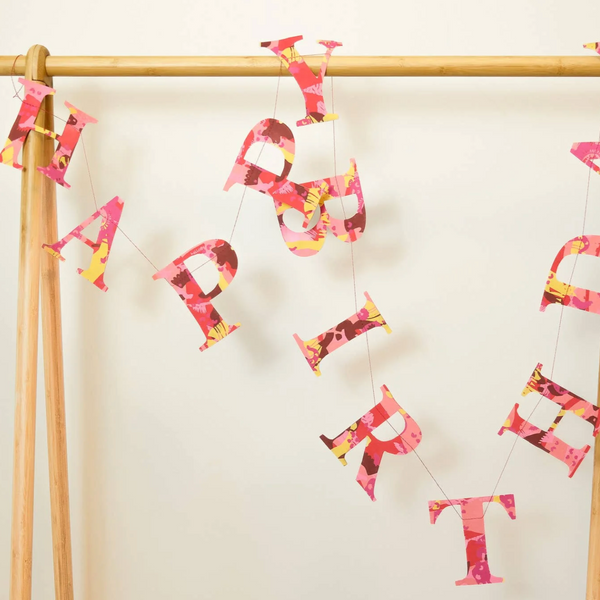 East End Press Bright Happy Birthday Sewn Garland - Red Mix