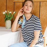 Black Colour Maisy SS Tee - Navy Stripe