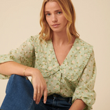 Nobody's Child Emmie Blouse Green Floral