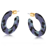 Big Metal Sylvia Flat Resin Hoop Earrings - Lilac