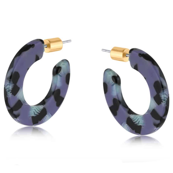 Big Metal Sylvia Flat Resin Hoop Earrings - Lilac