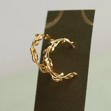 Silk Purse Sows Ear - Olive Branch Gold Hoop Earrings