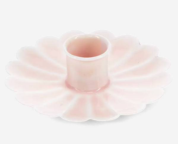 Enamel Flat Flower Candle Holder - Soft Pink