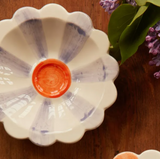 Small Ceramic Dipping Bowl - Lavender - Hand-Painted Stripes