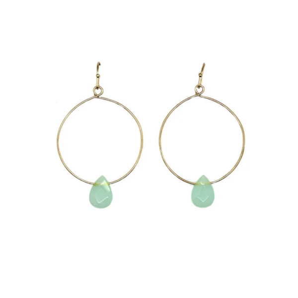 Isles & Stars Stone With Round Wire Earrings - Gold