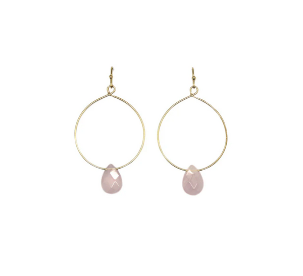 Isles & Stars Stone With Round Wire Earrings - Gold