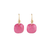 Consortium - Faceted Natural Stone Earring - Aqua/Pink - Gold