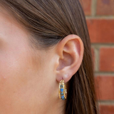 Consortium Intricate Detail Hoop Earrings With Natural Stone Beads In Blues