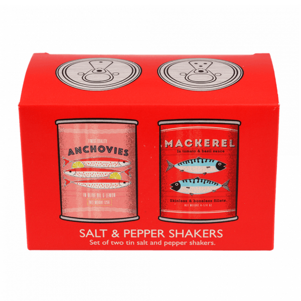 Tin Salt and Pepper Shakers - Mackerel and Anchovies