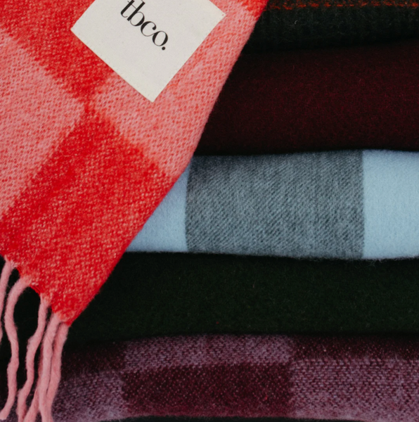 TBCO Recycled Wool Blanket - Burgundy and Blue Checkerboard