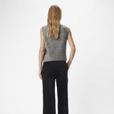 Object Diana V Neck Knit Vest - Grey Melange