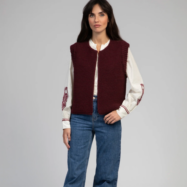 An'ge Legringo Sleeveless Cardigan Bordeaux