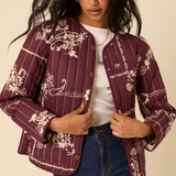 Nobody's Child Burgundy Floral Reversible Quilted Jacket