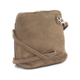 Leather Crossbody Suede Bag Taupe
