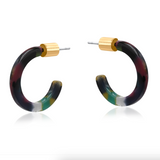Big Metal Terpischope Petite Hoop Resin Earrings - Purple Green