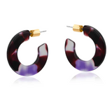 Big Metal Livia Flat Oval Resin Hoops - Blue Black