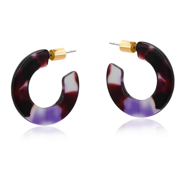 Big Metal Livia Flat Oval Resin Hoops - Blue Black