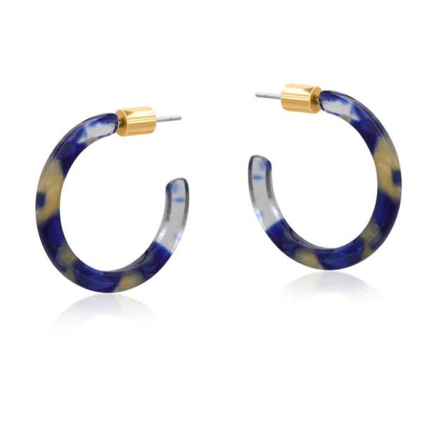 Big Metal Octavia Thin Resin Hoop - Blue Taupe