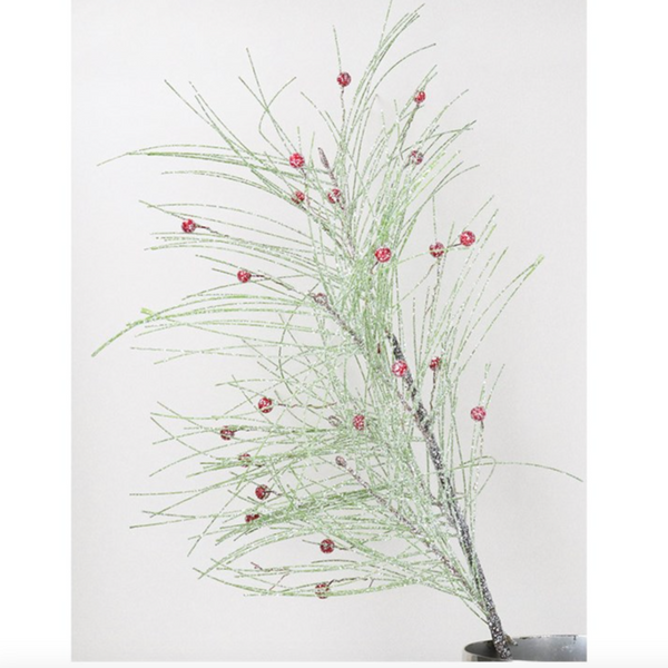 Frosted Fir & Red Berries Spray