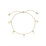 Isle & Stars Brushed Stars & Moons Charm Slider Bracelet
