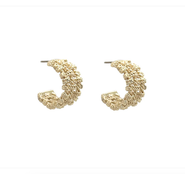 Isle & Stars Knotted C-Shaped Brass Hoop Earrings