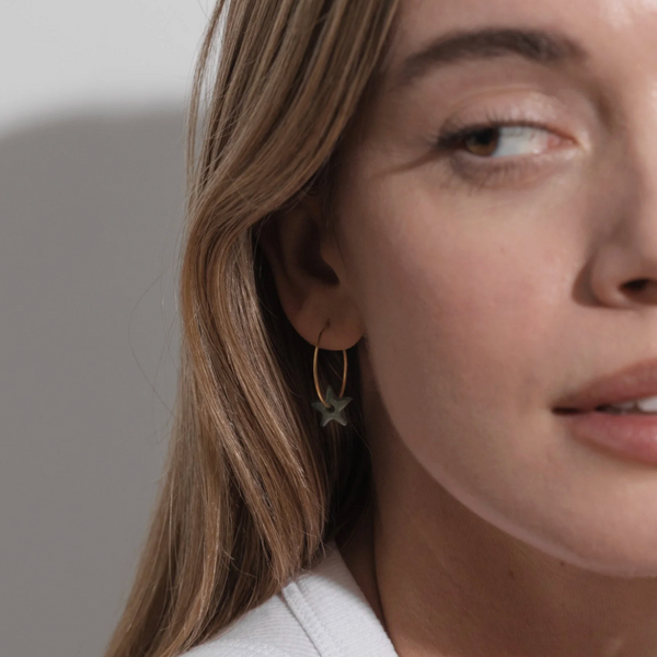 One & Eight Forest Green Porcelain Star Earrings