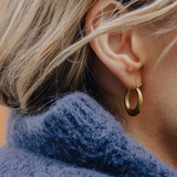 Nordic Muse Gold Oval Hoop Earrings, Waterproof