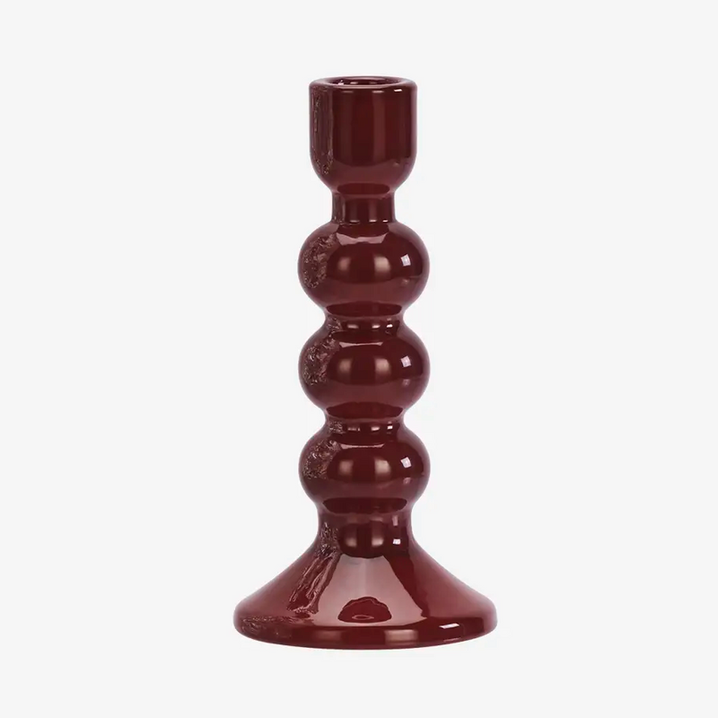Glass Candle Holder - Marroon