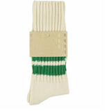 Escuyer Mens Crew Stripes Socks Ecru / Green