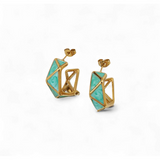 Triangular Misshape Earring In Blue or Green