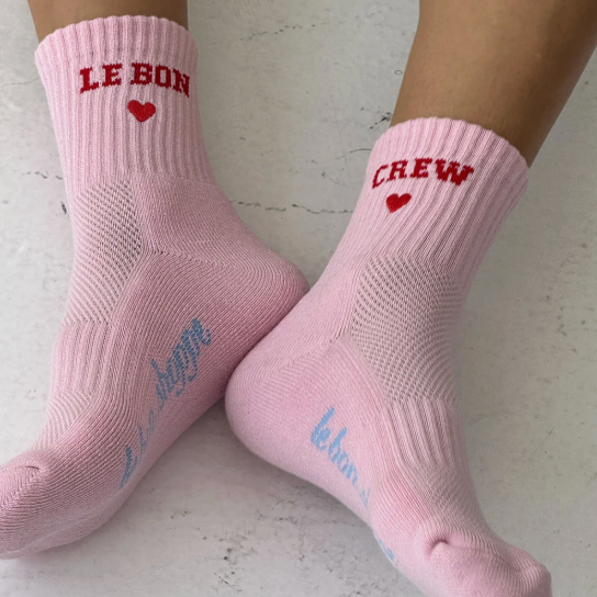 Le Bon Shoppe Embroidered Crew Socks - Strawberry Milk 2