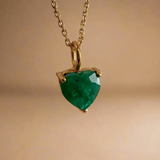 Gold Lunar Emerald Gemstone Heart Necklace - 18k Gold