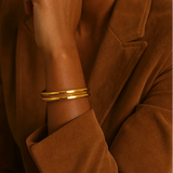 Gold Lunar Double Chunky Cuff Bracelet - Waterproof
