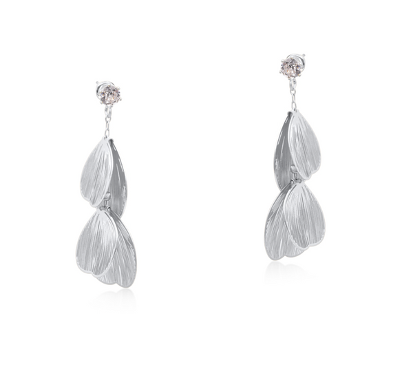 Big metal malena feather dangle silver