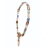 Hot Tomato Facetted Pillow Beads Bracelet - Blue/Mint/Gold