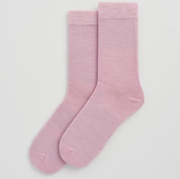 Pairs - Sugar Pink Merino Calf Length Socks - Small