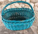 Vintage Wicker Basket - Dark Teal