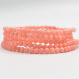 Semi Precious Gemstone Round Beaded Bracelet - Pink Coral (Dyed)