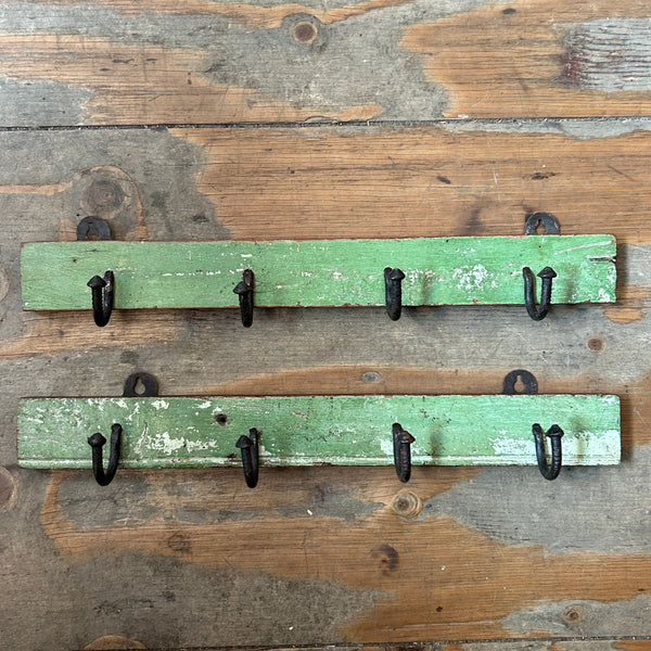 Set of 4 Thin Vintage Hooks - Light Green