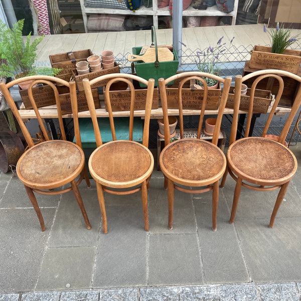 Set of 4 Vintage Bentwood Chairs Top