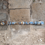 Set of 5 Vintage Hooks on a Blue Painted Balustrade