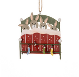 Shoeless Joe Bunnies in Bed Red Blanket Decoration