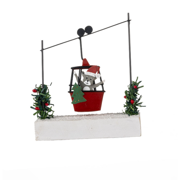 Shoeless Joe Cats in Cable Car on Block Decoration