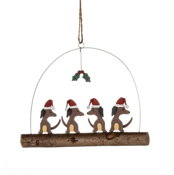 Shoeless Joe Festive Sausage Dogs Hanging Decoration A