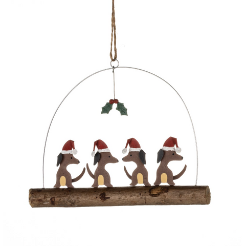 Shoeless Joe Festive Sausage Dogs Hanging Decoration A