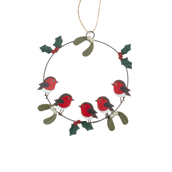 Shoeless Joe Robin Ring Hanging Christmas Decoration