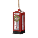 Shoeless Joe Vintage Telephone Box with Wreath Hanging