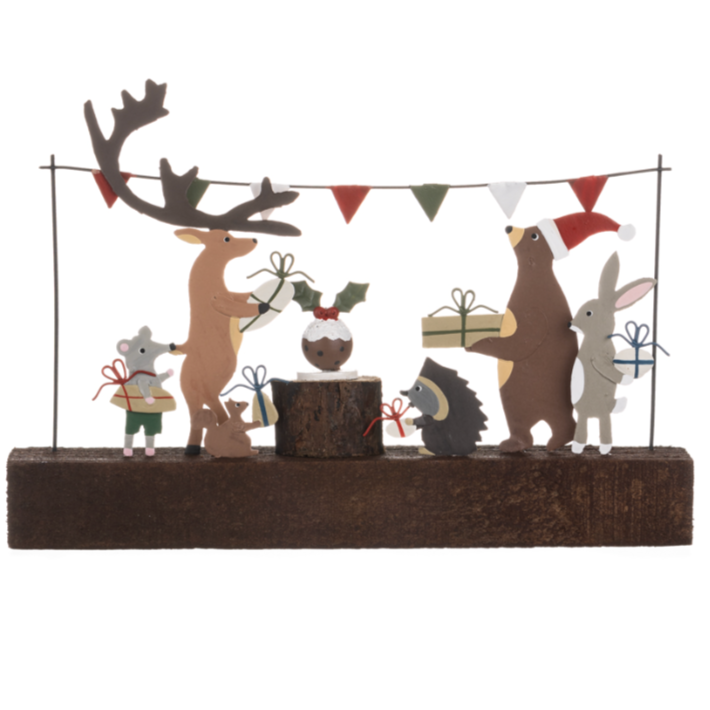 Shoeless Joe Woodland Xmas Party Block Decoration
